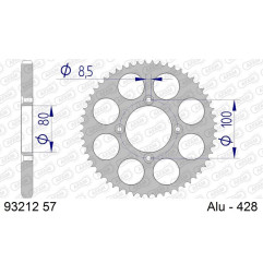 AFAM Kettenrad Alu 57 Zähne, Teilung 428 für SCORPA SY 125, SY 175, TY-S 125 F, TYS 125 2004-2008