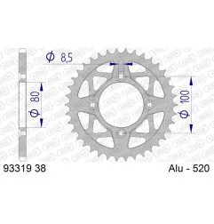 Corona de aluminio AFAM 38 dientes, paso 520 para SCORPA SY 250, SYF 250 de 2000 a 2009