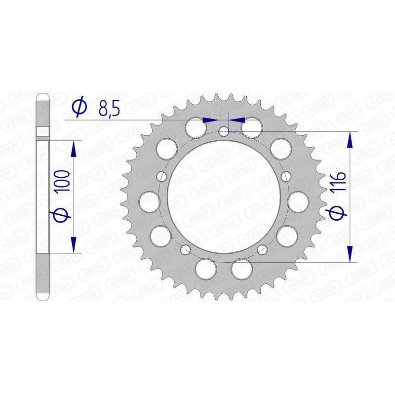 Corona de aluminio AFAM 44 dientes, paso 420 para KAWASAKI KX 60 y SUZUKI RM 60 de 1979 a 2003