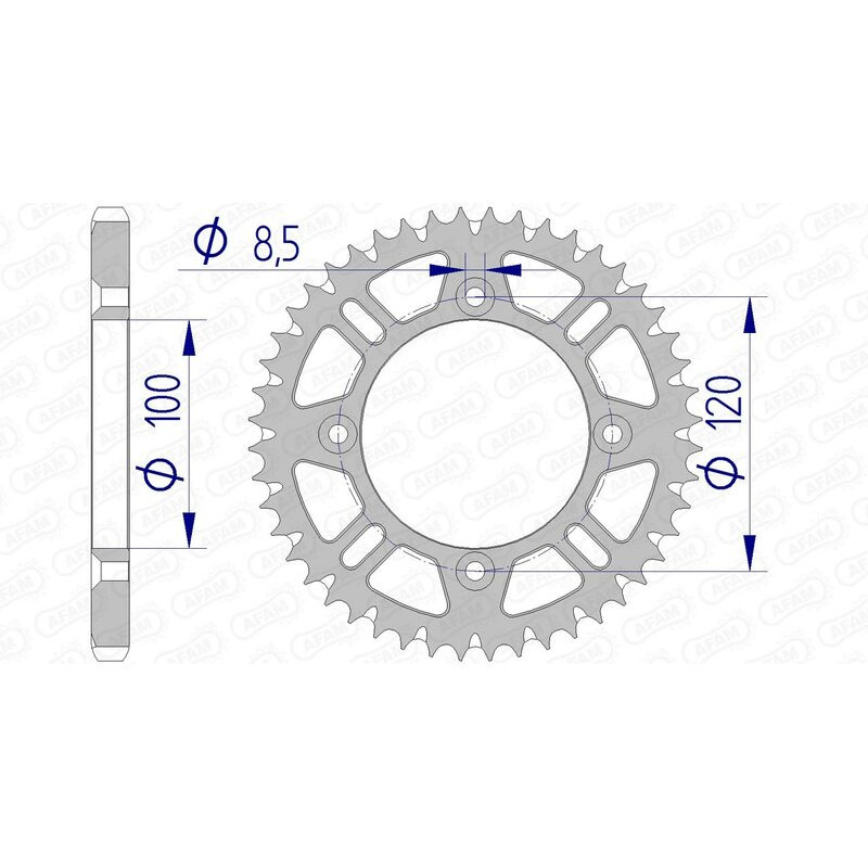 AFAM Kettenrad Alu Teilung 428 für BETA RR 125, RR 125 4T MOTARD LC, RRT 50 MOTARD, SUZUKI RM 80, RM 85 und YAMAHA YZ 8 - 15104+