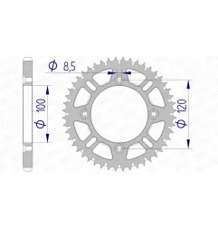 Corona de aluminio AFAM paso 428 para BETA RR 125, RR 125 4T MOTARD LC, RRT 50 MOTARD, SUZUKI RM 80, RM 85 y YAMAHA YZ - 15104+