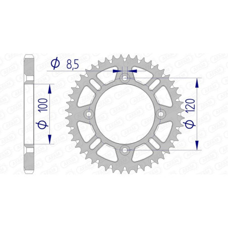 AFAM 428 aluminium rear sprocket for BETA RR 125, RR 125 4T MOTARD LC, RRT 50 MOTARD, SUZUKI RM 80, RM 85, YAMAHA YZ 80 - 15104+