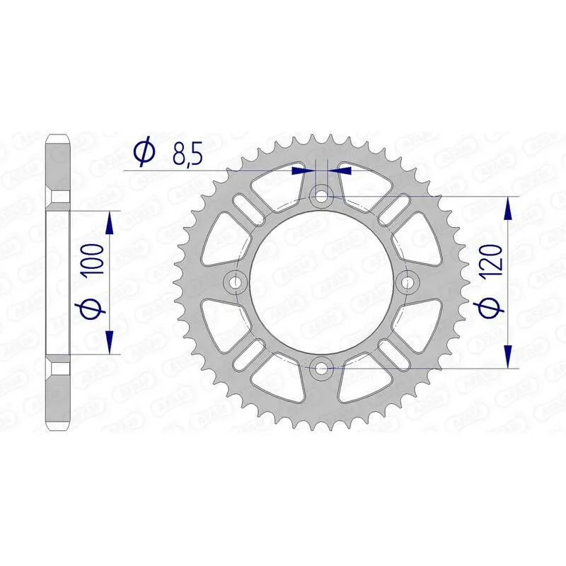 AFAM aluminium rear sprocket 428 pitch for BETA RR 125, RR 125 4T MOTARD LC, SUZUKI RM 80, RM 85 and YAMAHA YZ 80, YZ 8 - 15104N
