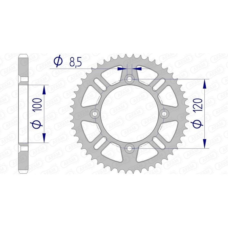 Corona de aluminio AFAM paso 428 para BETA RR 125, RR 125 4T MOTARD LC, RRT 50 MOTARD, SUZUKI RM 80, RM 85 y YAMAHA YZ - 15104N