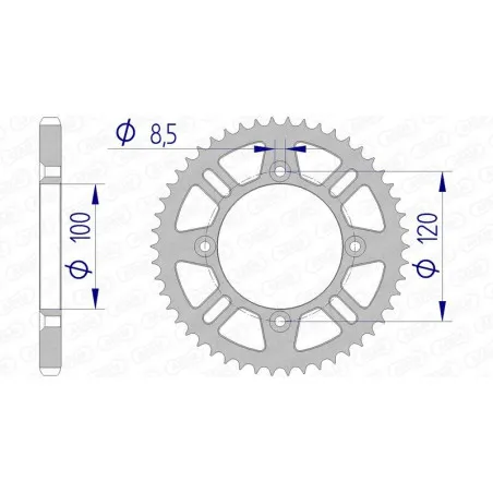 AFAM Kettenrad Alu Teilung 428 für BETA RR 125, RR 125 4T MOTARD LC, RRT 50 MOTARD, SUZUKI RM 80, RM 85 und YAMAHA YZ 8 - 15104N