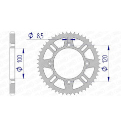 Corona de aluminio AFAM paso 428 para BETA RR 125, RR 125 4T MOTARD LC, RRT 50 MOTARD, SUZUKI RM 80, RM 85 y YAMAHA YZ - 15104N