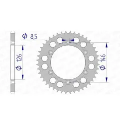 Couronne alu AFAM pas 520 pour SUZUKI DR-Z 400 S, DRZ 400, RMX 250, RMZ 250, RMZ 450 de 1989 - 15203N