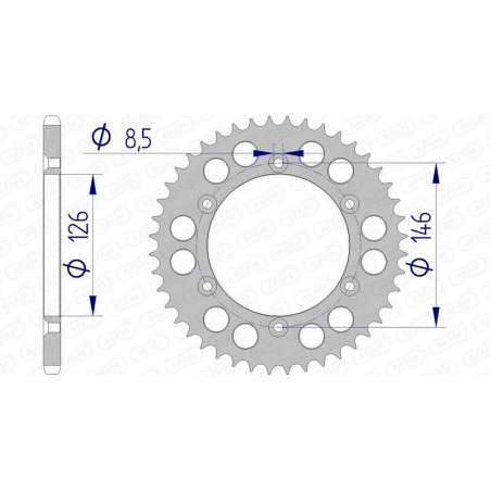 Couronne alu AFAM pas 520 pour SUZUKI DR-Z 400 S, DRZ 400, RMX 250, RMZ 250, RMZ 450 de 1989 - 15203N