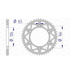 Corona de aluminio AFAM paso 520 para SUZUKI DR-Z 400 S, DRZ 400, RMX 250, RMZ 250, RMZ 450 de 1989 - 15203N