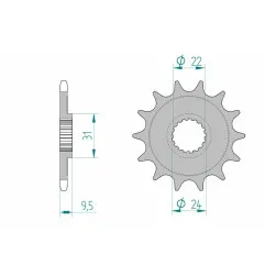 Pignon acier AFAM pas 520 pour SUZUKI RMX 450, RMZ 450 de 2005 à 2027