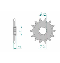 Piñón de acero AFAM paso 520 para SUZUKI RMX 450, RMZ 450 de 2005 a 2027