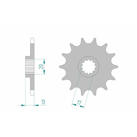 AFAM Ritzel Stahl Teilung 520 für TM RACING EN 125, EN 125 FI, EN 144, MX 125, MX 144 2000-2020