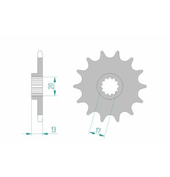 AFAM Ritzel Stahl Teilung 520 für TM RACING EN 125, EN 125 FI, EN 144, MX 125, MX 144 2000-2020
