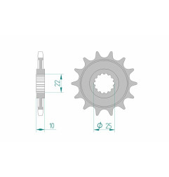 Pignon acier AFAM 13 dents, pas 520 pour TM RACING EN 250, EN 300, ENF 450, MX 300, MXF 250 et GAS GAS ENDUCROSS 250