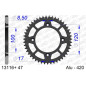 Corona de aluminio AFAM 47 dientes, paso 420 para BETA RR 50, RR 50 MOTARD TRACK, RRT 50, RRT 50 MOTARD y YAMAHA YZ 65