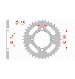AFAM steel rear sprocket 420 pitch for YAMAHA CHAPPY 50, PW 80, RT 100, TTR 110, TTR 50 1980-2026