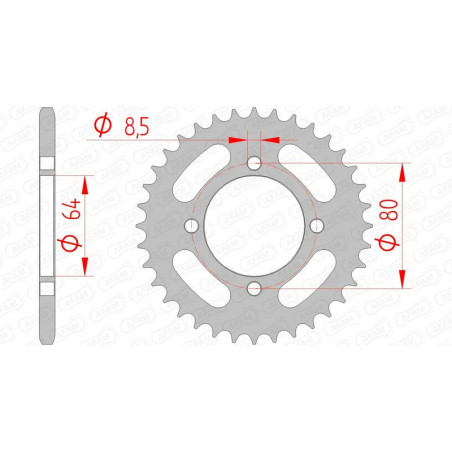 AFAM steel rear sprocket 420 pitch for YAMAHA CHAPPY 50, PW 80, RT 100, TTR 110, TTR 50 1980-2026