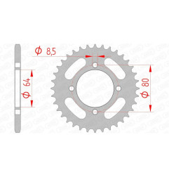 AFAM steel rear sprocket 420 pitch for YAMAHA CHAPPY 50, PW 80, RT 100, TTR 110, TTR 50 1980-2026