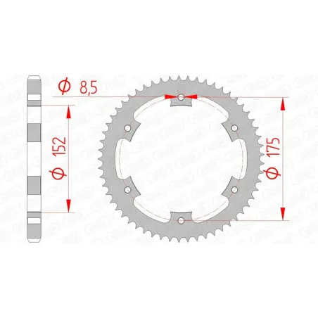 Couronne acier AFAM pas 428 pour YAMAHA DT 125, DT 125 RE, TDR 125, WR 125, WR 125 X de 1988 à 2026