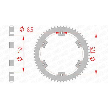 AFAM steel rear sprocket 428 pitch for YAMAHA DT 125, DT 125 RE, TDR 125, WR 125, WR 125 X 1988-2026