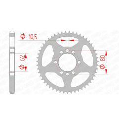 AFAM steel rear sprocket 428 pitch for YAMAHA DT 125, DT 125 MX, XTZ 125, YTM 200 1978-2006