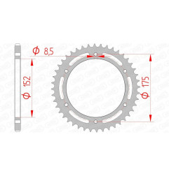 Couronne acier AFAM pas 520 pour YAMAHA DT 200, TTR 250 de 1988 à 2004