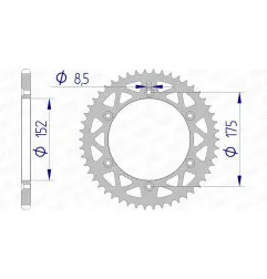 Couronne alu AFAM pas 520 pour YAMAHA IT 250, WR 250, YZ 125, YZ 250, YZ 490 de 1980 à 1998