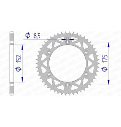 AFAM aluminium rear sprocket 520 pitch for YAMAHA IT 250, WR 250, YZ 125, YZ 250, YZ 490 1980-1998