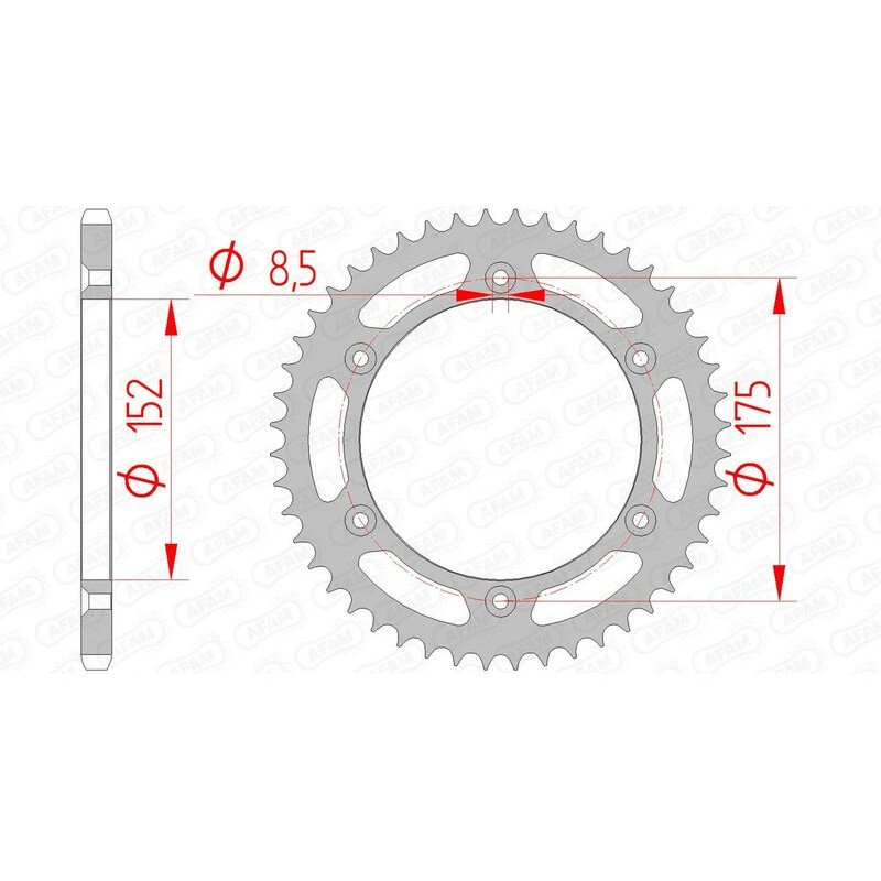 Couronne acier AFAM pas 520 pour YAMAHA TT 350, TT 600, WR 250, YZ 125, YZ 250 de 1980 à 1998