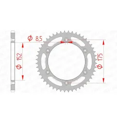 AFAM steel rear sprocket 520 pitch for YAMAHA TT 350, TT 600, WR 250, YZ 125, YZ 250 1980-1998