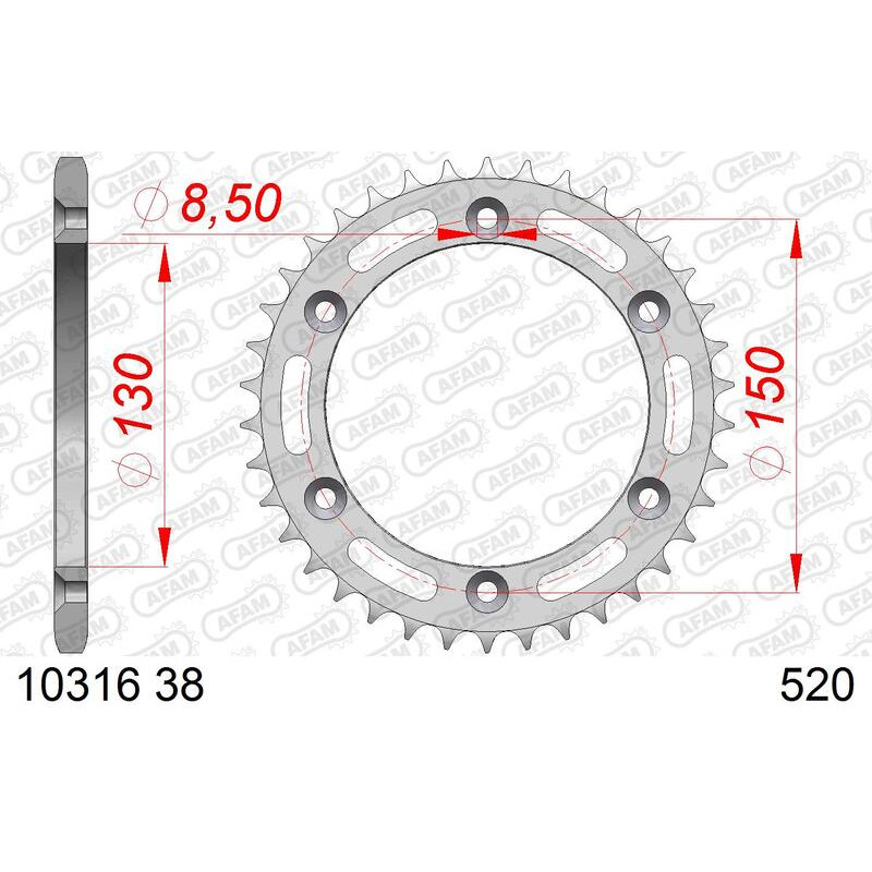 AFAM steel rear sprocket 38T, 520 pitch for HONDA XL 350, XR 350 1984-1988