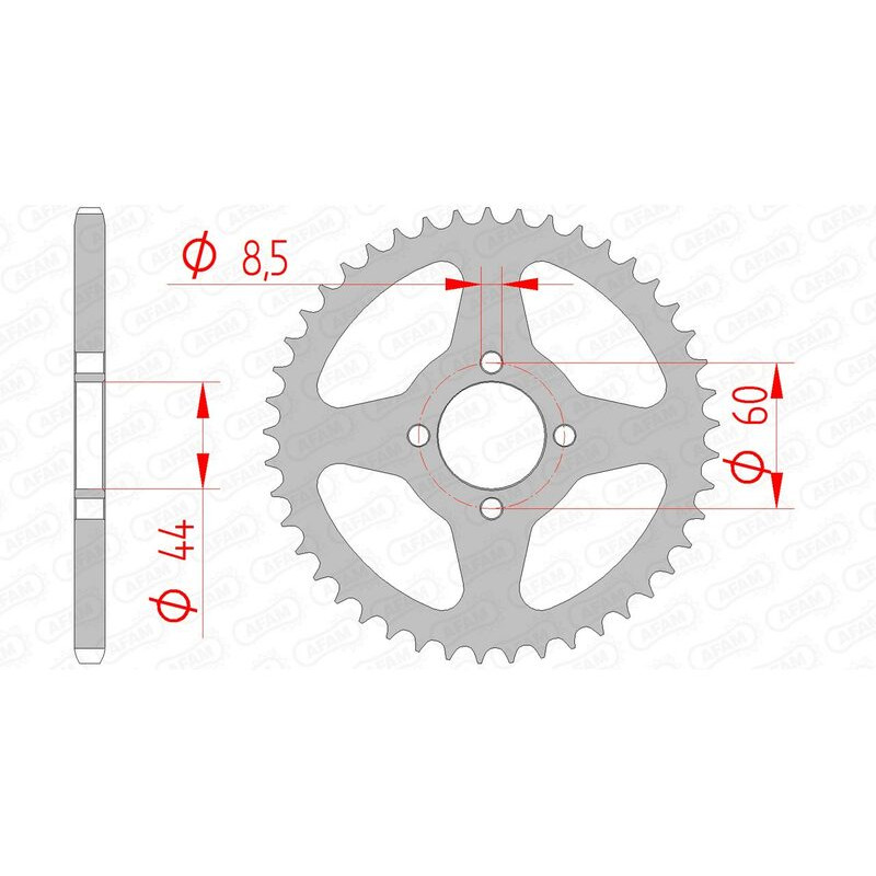 Couronne acier AFAM pas 420 pour YAMAHA CHAPPY 50, DT 50, DT 50 MX, TY 50, TY 50 M de 1975 à 2007 Couronne acier AFAM pas 420 pour YAMAHA CHAPPY 50, DT 50, DT 50 MX, TY 50, TY 50 M de 1975 à 2007