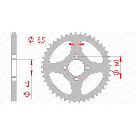 AFAM steel rear sprocket 420 pitch for YAMAHA CHAPPY 50, DT 50, DT 50 MX, TY 50, TY 50 M 1975-2007