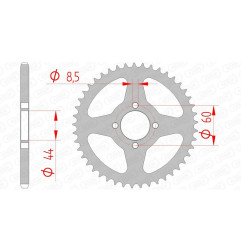 Corona de acero AFAM paso 420 para YAMAHA CHAPPY 50, DT 50, DT 50 MX, TY 50, TY 50 M de 1975 a 2007