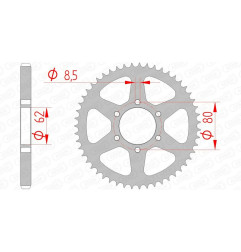 Couronne acier AFAM pas 428 pour YAMAHA TW 125, TY 125, TY 175, XT 125, XT 350 de 1976 à 2006