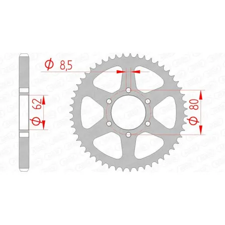 AFAM steel rear sprocket 428 pitch for YAMAHA TW 125, TY 125, TY 175, XT 125, XT 350 1976-2006