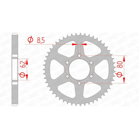 Corona de acero AFAM paso 428 para YAMAHA TW 125, TY 125, TY 175, XT 125, XT 350 de 1976 a 2006