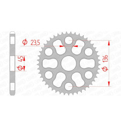 AFAM steel rear sprocket 45T, 428 pitch for YAMAHA XG 250 TRICKER 2005