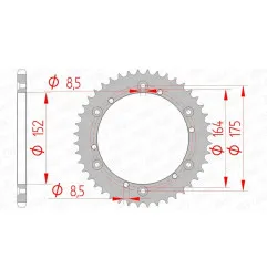 Corona de acero AFAM paso 520 para YAMAHA DT 400, IT 175, IT 200, TT 600, XT 400 de 1975 a 2001