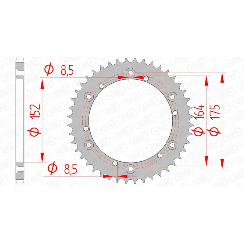 Corona de acero AFAM paso 520 para YAMAHA DT 400, IT 175, IT 200, TT 600, XT 400 de 1975 a 2001 Corona de acero AFAM paso 520 para YAMAHA DT 400, IT 175, IT 200, TT 600, XT 400 de 1975 a 2001