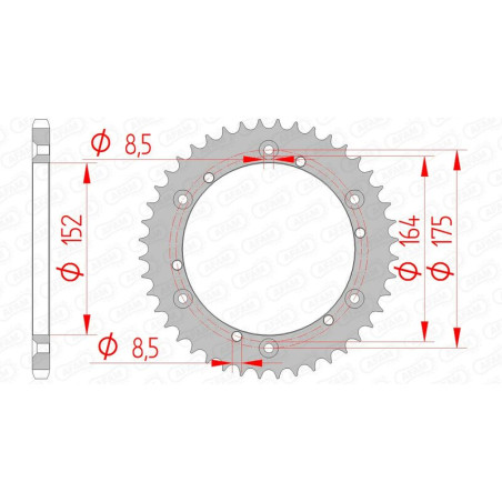 Corona de acero AFAM paso 520 para YAMAHA DT 400, IT 175, IT 200, TT 600, XT 400 de 1975 a 2001