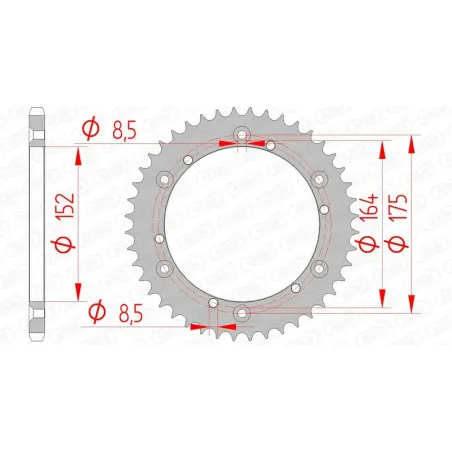 AFAM steel rear sprocket 520 pitch for YAMAHA DT 400, IT 175, IT 200, TT 600, XT 400 1975-2001