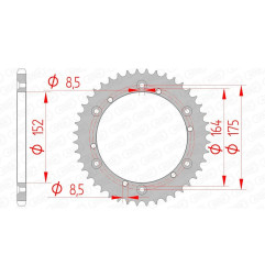 AFAM Kettenrad Stahl Teilung 520 für YAMAHA DT 400, IT 175, IT 200, TT 600, XT 400 1975-2001