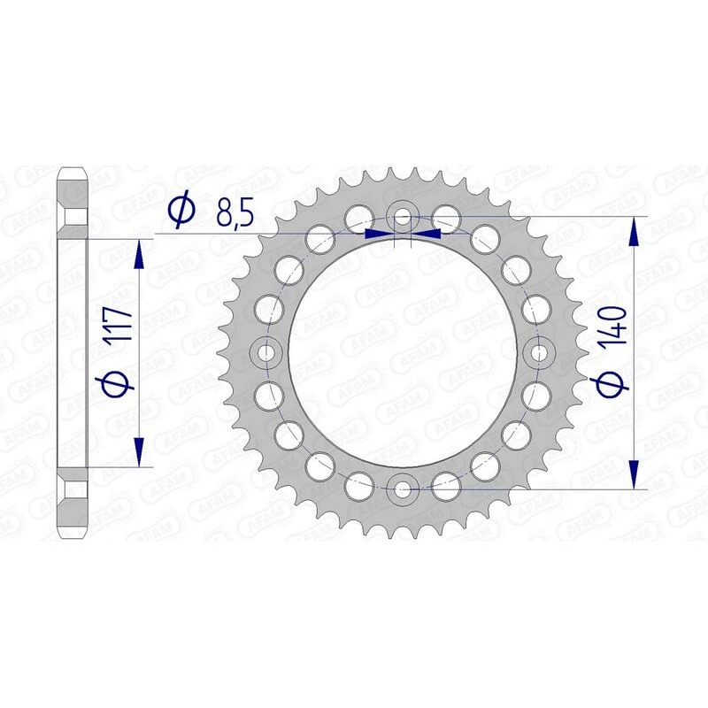 AFAM aluminium rear sprocket 46T, 428 pitch for YAMAHA YZ 80 1985-1992 AFAM aluminium rear sprocket 46T, 428 pitch for YAMAHA YZ 80 1985-1992