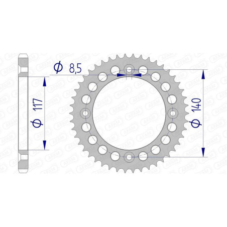 Corona de aluminio AFAM 46 dientes, paso 428 para YAMAHA YZ 80 de 1985 a 1992
