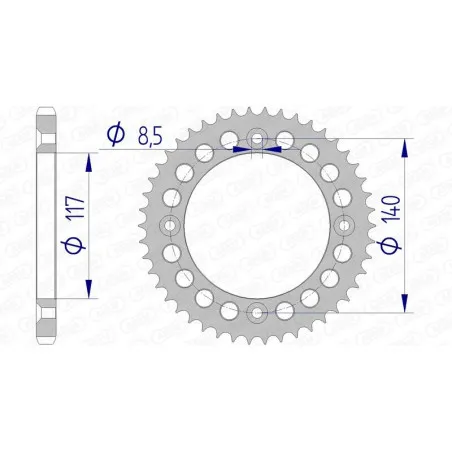 Couronne alu AFAM 46 dents, pas 428 pour YAMAHA YZ 80 de 1985 à 1992