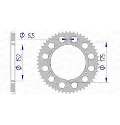 AFAM aluminium rear sprocket 52T, 520 pitch for YAMAHA DT 200 WR, WR 200 1991-1996