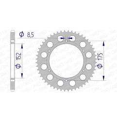 Corona de aluminio AFAM 52 dientes, paso 520 para YAMAHA DT 200 WR, WR 200 de 1991 a 1996