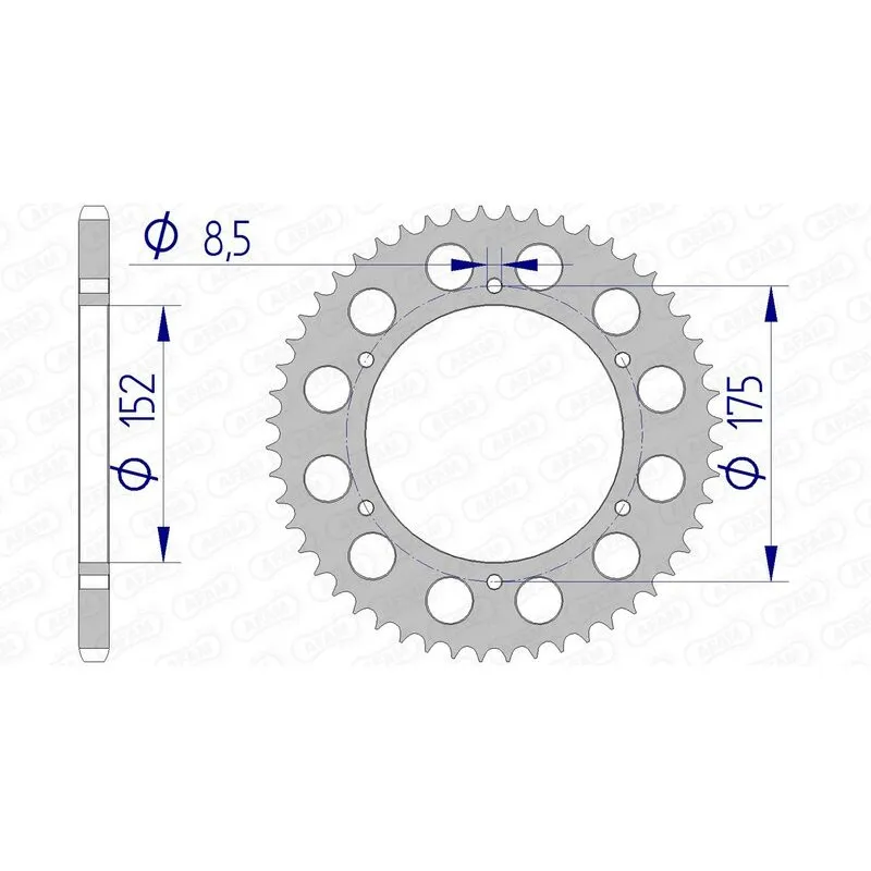 AFAM aluminium rear sprocket 52T, 520 pitch for YAMAHA DT 200 WR, WR 200 1991-1996 AFAM aluminium rear sprocket 52T, 520 pitch for YAMAHA DT 200 WR, WR 200 1991-1996