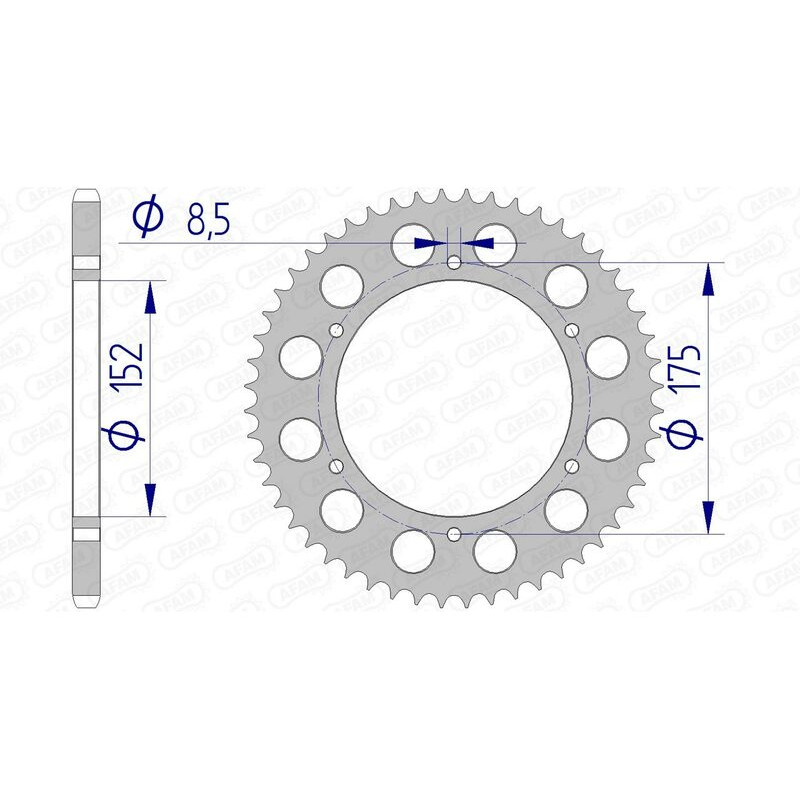 Corona de aluminio AFAM 52 dientes, paso 520 para YAMAHA DT 200 WR, WR 200 de 1991 a 1996
